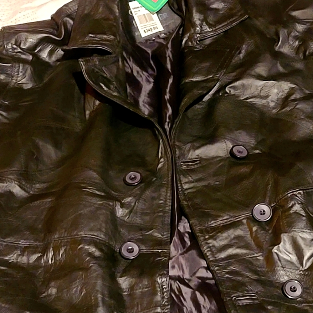 Leather long coat